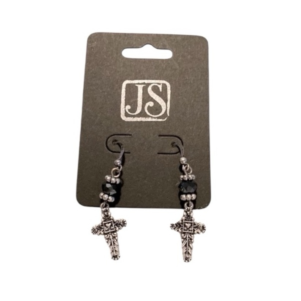 J S  Collection Designs Pierce Cross Earrings - Picture 3 of 7